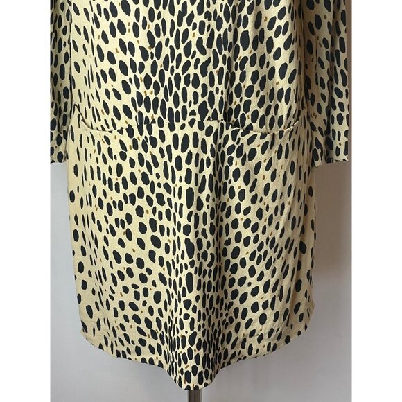 J. Crew Tan And Black Leopard Print Long Sleeve Pocket Front Shift Dress Size 4 - Picture 6 of 10